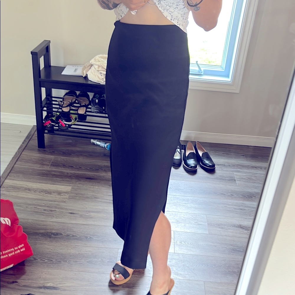 Abercrombie & Fitch Black Asymmetrical Midi dual slit Skirt
